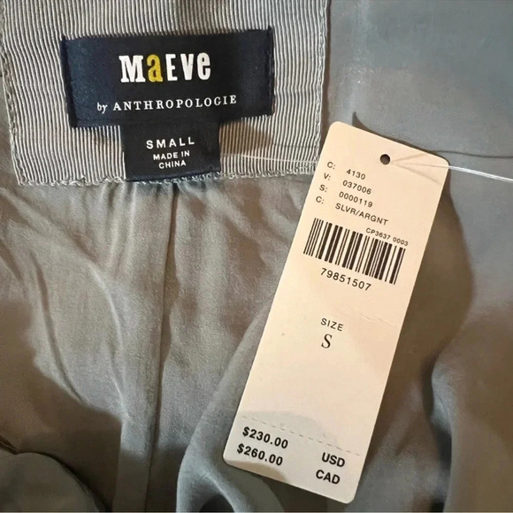 Anthropologie Maeve One-Shoulder Silver Sequin Formal Dress Size Small S NWT - Picture 6 of 8